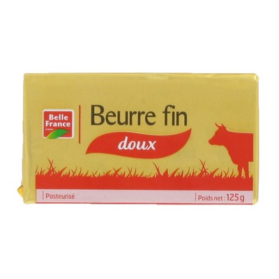 BEURRE PASTEURISE DOUX FIN BF PLAQUETTE 125 G