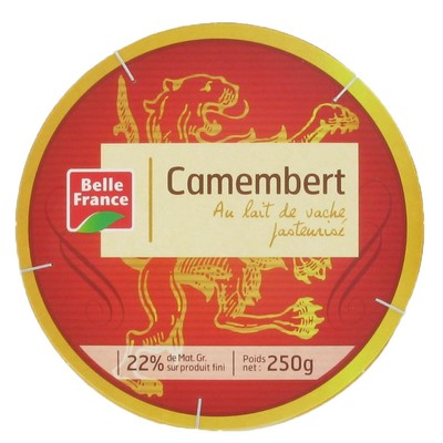 Pasteurized Cow's Milk Camembert Belle France Box 250g