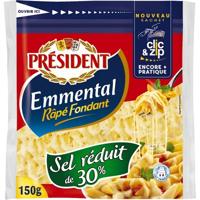 PRESIDENT EMMENTAL RAPE SEL REDUIT DE 30% 150G