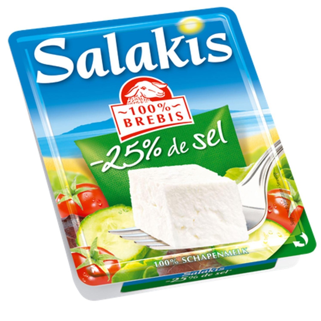 SALAKIS tranche180g -25% sel fromage lait brebis pasteurisé 23%MG s/PF