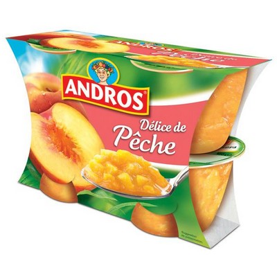 Andros Dessert fruitier avec morceaux pêche 4x100g