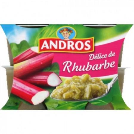Andros Dessert fruitier avec morceaux rhubarbe 4x100g