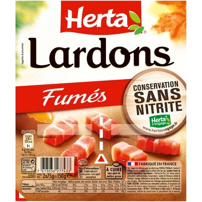 HERTA Smoked Lardons Preserved Without Nitrite - 2x75g
