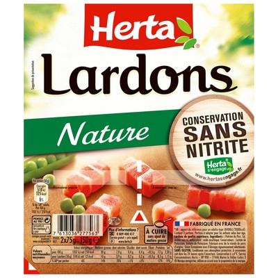 HERTA Natural Lardons Preserved Without Nitrite - 2x75g