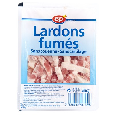 LARDON FUME EP BARQUETTE 200 G