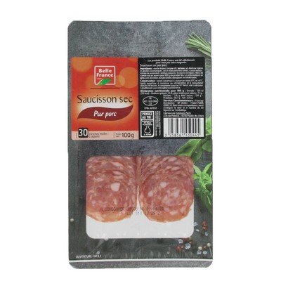 SAUCISSON SEC PUR PORC 30 TRANCHES BF BARQ 100 G