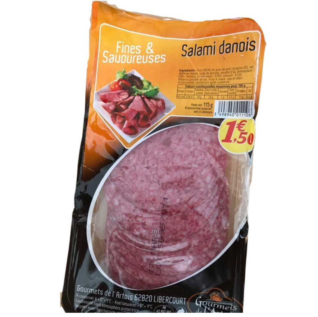 Danish salami slices 115 g