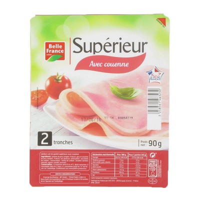 Premium Cooked Ham x2 Slices Belle France Tray 90g