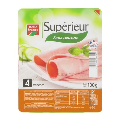 JAMBON CUIT SUP DD X 4 TRANCHES BF BARQUETTE 180 G