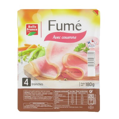 Smoked Superior Cooked Ham x4 Slices Belle France 180g