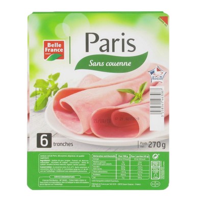 Paris Cooked Ham DD x 6 Slices Belle France Tray 270g