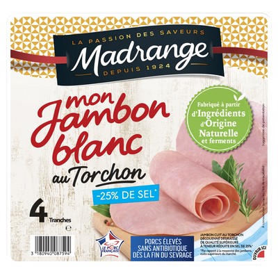 MON JAMBON BLANC AU TORCHON TSR DECOUENNE DEGRAISSE VPF -25% DE SEL