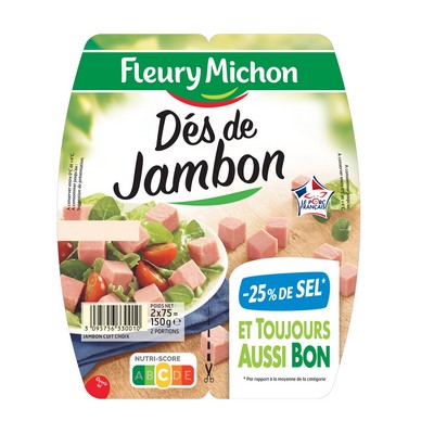 DES de JAMBON, - 25 % de SEL 2 x 75 g