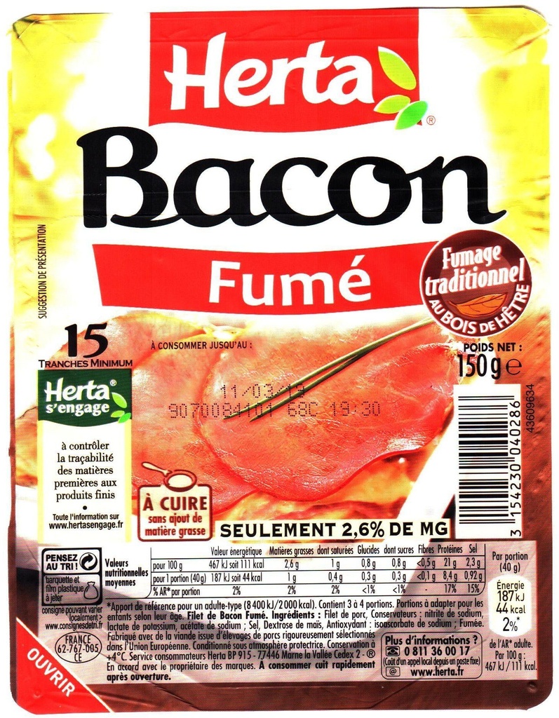 HERTA Premium Bacon 150g
