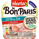 HERTA Le Bon Paris Cooked Ham Torchon Style No Nitrites -25% Salt x4-140g