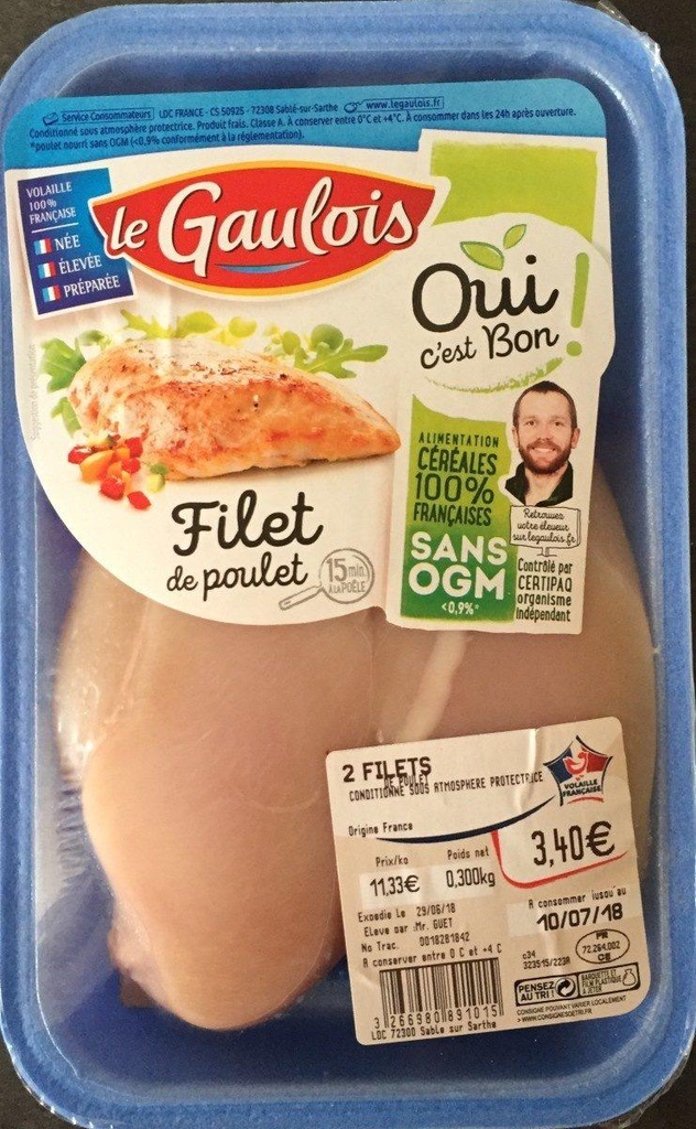 300G - OCB - 2 FILETS DE POULET BLANC  S/ATMOSPHERE LE GAULOIS