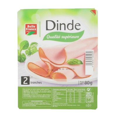 Turkey Breast Slices x2 Belle France Tray 80g