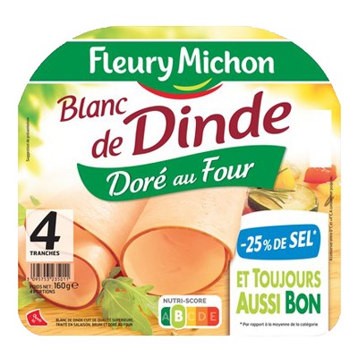 4 tr. Blanc de DINDE, - 25 % de SEL
