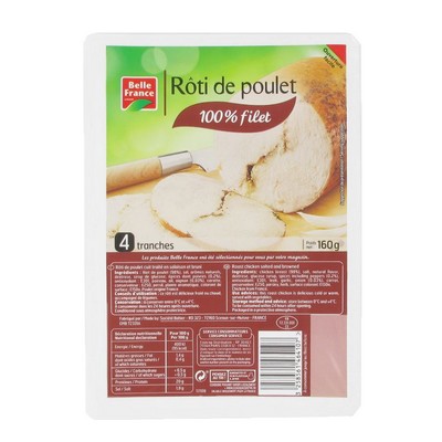 Sliced Roast Chicken x4 Belle France Tray 160g