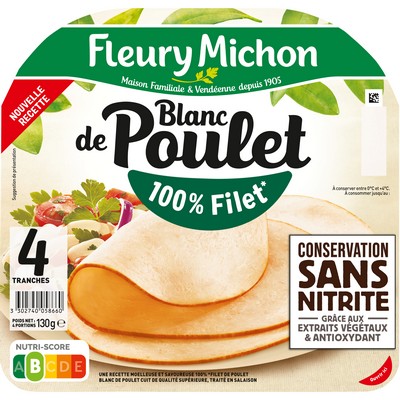 4 tr. Blanc de POULET Conservation Sans Nitrite