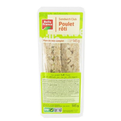 Roast Chicken Club Sandwich Belle France Tray 145g