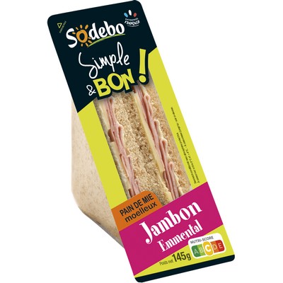 SODEBO SANDWICH SIMPLE&BON CLUB 145G JAMBON EMMENTAL
