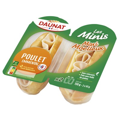MINI MAXI Soft Chicken & Emmental Sandwich Daunat 130g