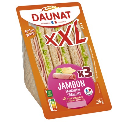 XXL Ham, Emmental & Salad Sandwich Daunat 230g