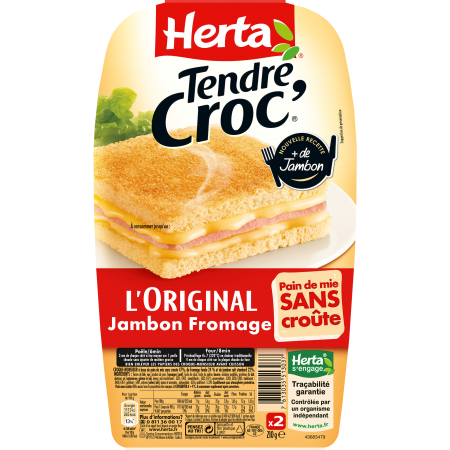 HERTA Croque-Monsieur Ham & Cheese Crustless No Nitrite x2