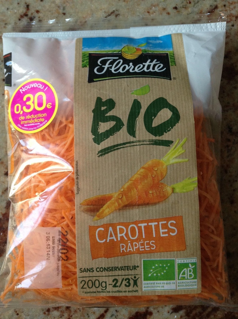 Organic Grated Carrots 200g