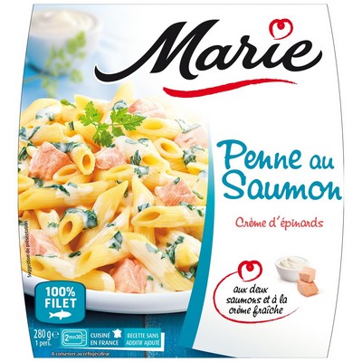 Penne with Salmon, Creamed Spinach, Two Salmons & Fresh Cream 280g MARIE