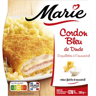 Cordon bleu de dinde, Coquillettes à l'emmental 280g MARIE