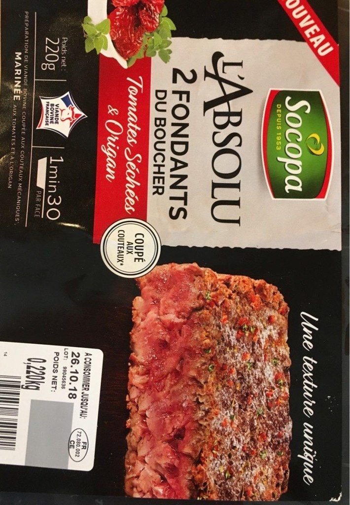 2 FONDANTS BOEUF TOMATE ORIGAN 220G