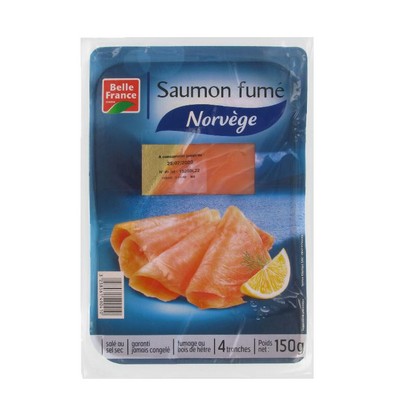 SAUMON ATL FUME NORVEGE X 4 TRANCHES BF BARQ 150 G