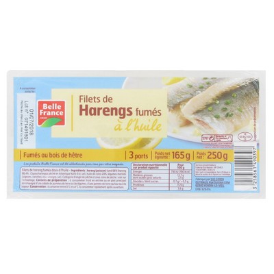 FILET DE HARENG FUME A L HUILE BF BARQUETTE 250 G