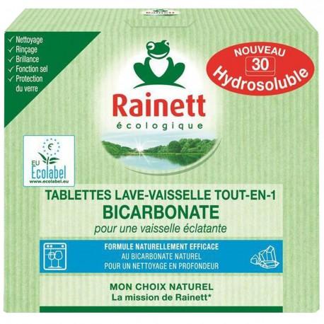 Rainett Tablettes lave-vaisselle Ecolabel Tout-en-1 Bicarbonate x30