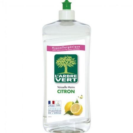 L'Arbre Vert Vaisselle Mains Ecolabel Citron - Hypoallergénique - 97% d'ingrédients d'origine naturelle - 750mL