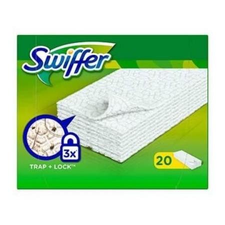 Swiffer Balai Attrape-Poussière, Recharges Lingettes Sèches, Attrape Et Retient La Poussière 20 Unités