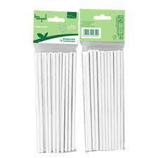 25 White Paper Straws D6