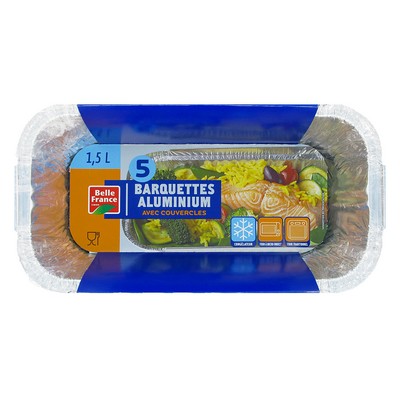 BARQUETTES ALUMINIUM 1.5L Profondes empilables x5
