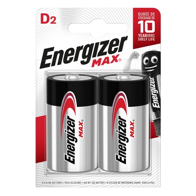 Energizer Max D/LR20 Alkaline Batteries, Pack of 2