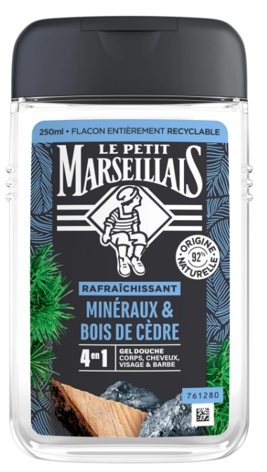 LE PETIT MARSEILLAIS DOUCHE HOMME MINERAUX & BOIS DE CEDRE 250 ML