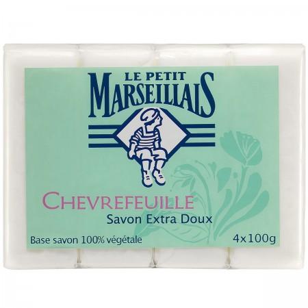 LE PETIT MARSEILLAIS SAVON EXTRA DOUX FABRICATION ANCIENNE CHÈVREFEUILLE 4X100G