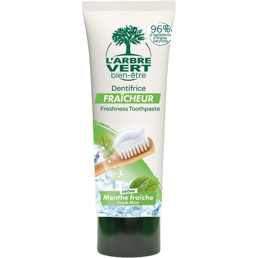L'Arbre Vert Bien-être Dentifrice Fraîcheur arôme Menthe fraîche - 96% d'ingrédients d'origine naturelle - 75mL