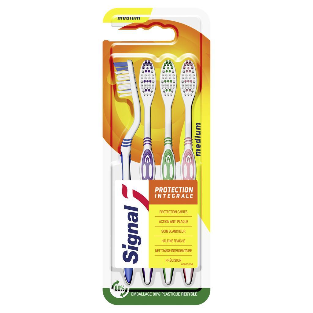 Signal TB A-Plaq Quatro Medium Toothbrushes Pack of 4