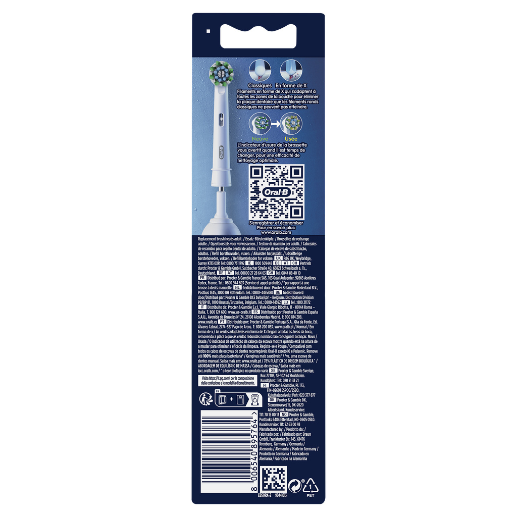 Oral-B Pro Cross Action Toothbrush Heads, 2 Units
