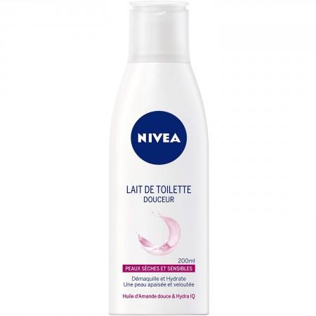 Lait Démaquillant Visage Peaux sèches et sensibles Amande NIVEA le flacon de 200ml