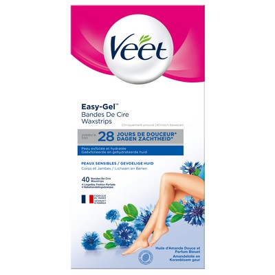 Veet EXPERT - 20 Bandes de Cire Froide Corps & Jambes - Peaux Sensibles - Finition Parfaite - Epilation Longue Durée