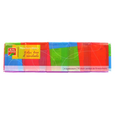 Belle France Extra Soft White Pocket Tissues 4-Ply 15 x 9