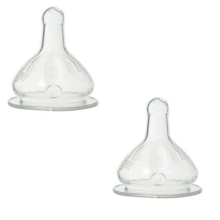 Pack of 2 Silicone Wide-Base Bottle Nipples, 3 Flow Levels, 6+ Months, for Infant Formula